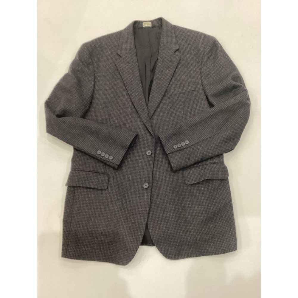 Jos A Bank Travelers Collection Mens 44L Camel Hair Blazer Sport Coat Gray Plaid